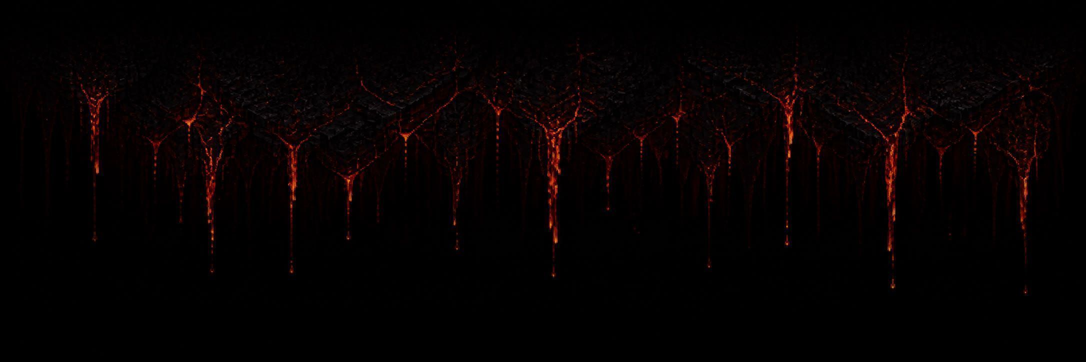 Black basalt cliffs split by glowing lava
