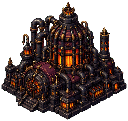 Ember Reactor, an isometric building from Hell's Contractor